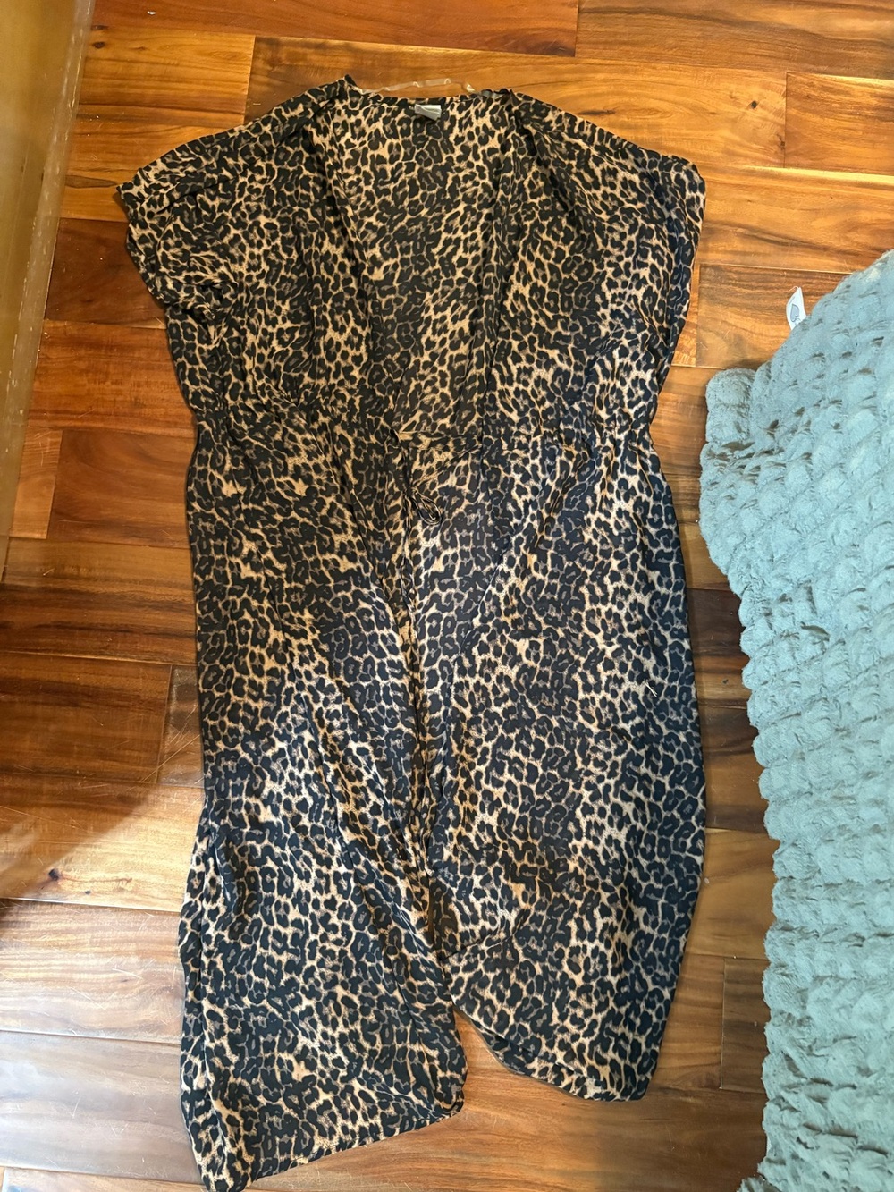 Leopard Print Swim Cover Up Kimono Caftan L/XL Beach Duster (1247)